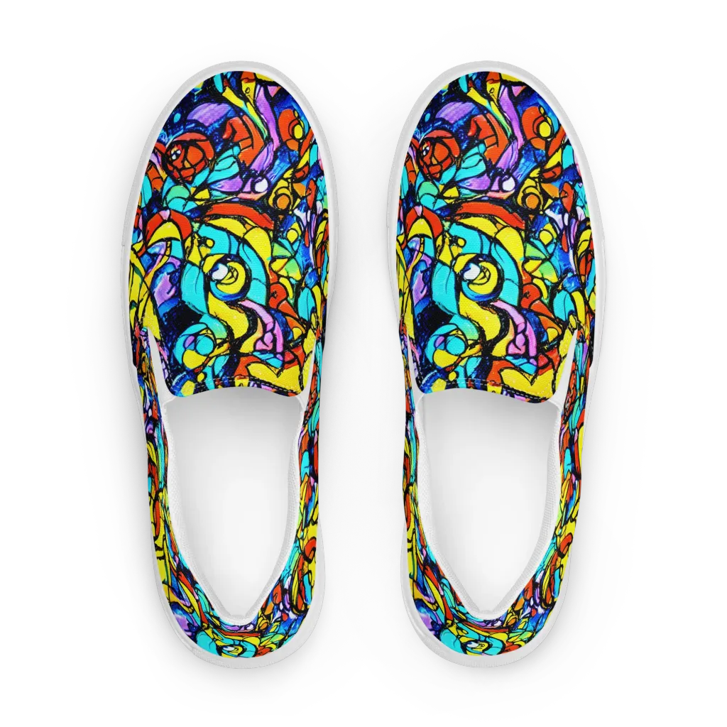 Stained Glass Fever on Men's Slip-On Canvas Shoes — Front
