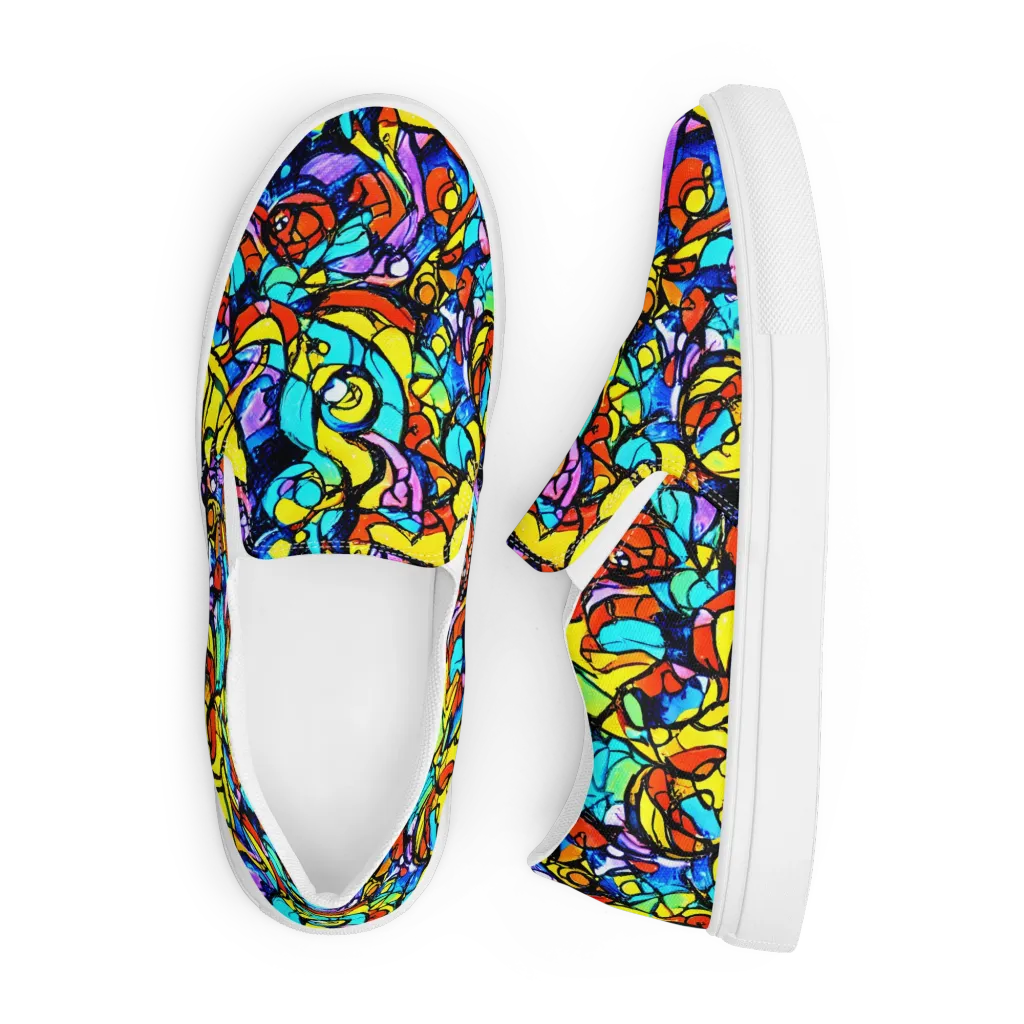 Stained Glass Fever on Men's Slip-On Canvas Shoes — Front