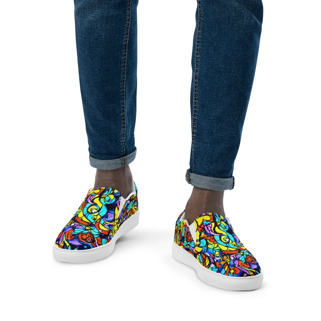Stained Glass Fever on Men's Slip-On Canvas Shoes — Front