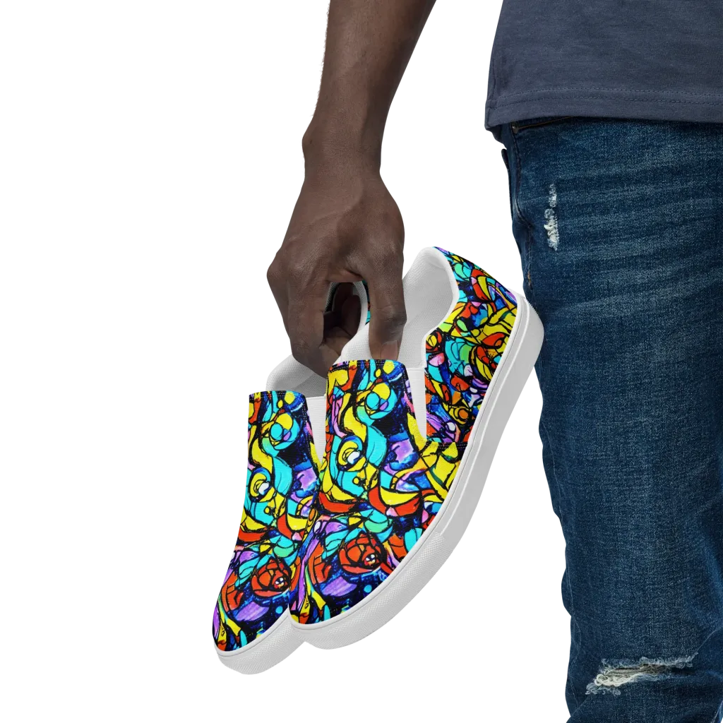 Stained Glass Fever on Men's Slip-On Canvas Shoes — Left Front
