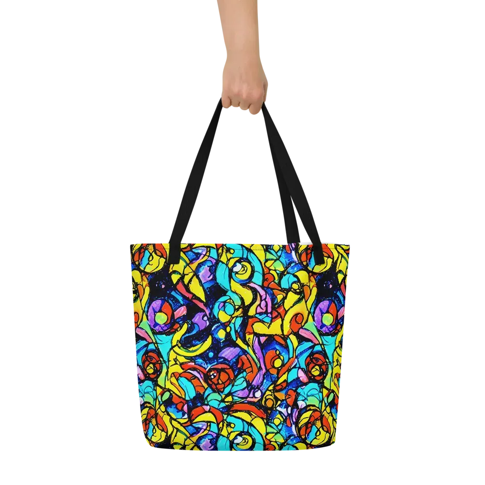 Stained Glass Fever on Large Tote Bag W/ Pocket — Front