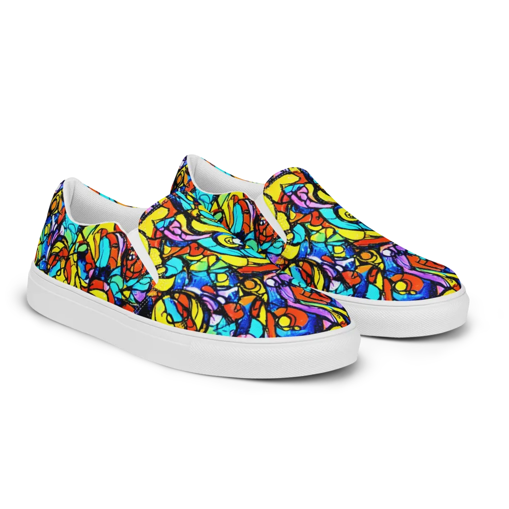 Stained Glass Fever on Women's Slip-On Canvas Shoes — Right Front