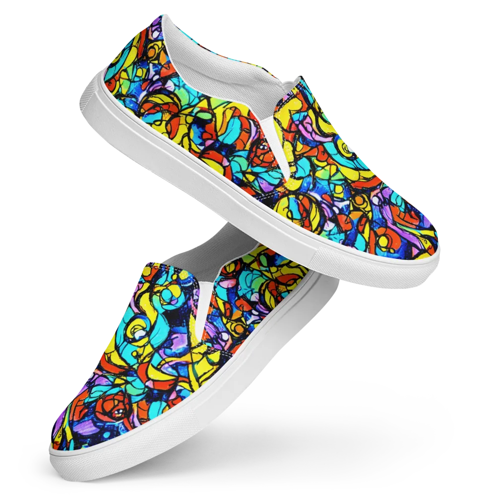Stained Glass Fever on Women's Slip-On Canvas Shoes — Front