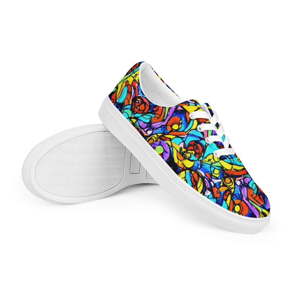 Stained Glass Fever on Men's Lace-Up Canvas Shoes — Right Front