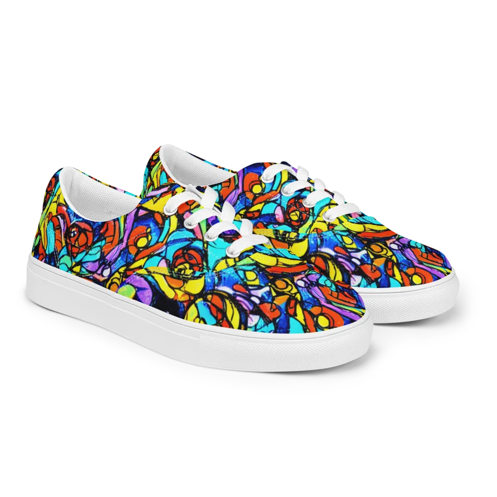 Stained Glass Fever on Men's Lace-Up Canvas Shoes — Right Front