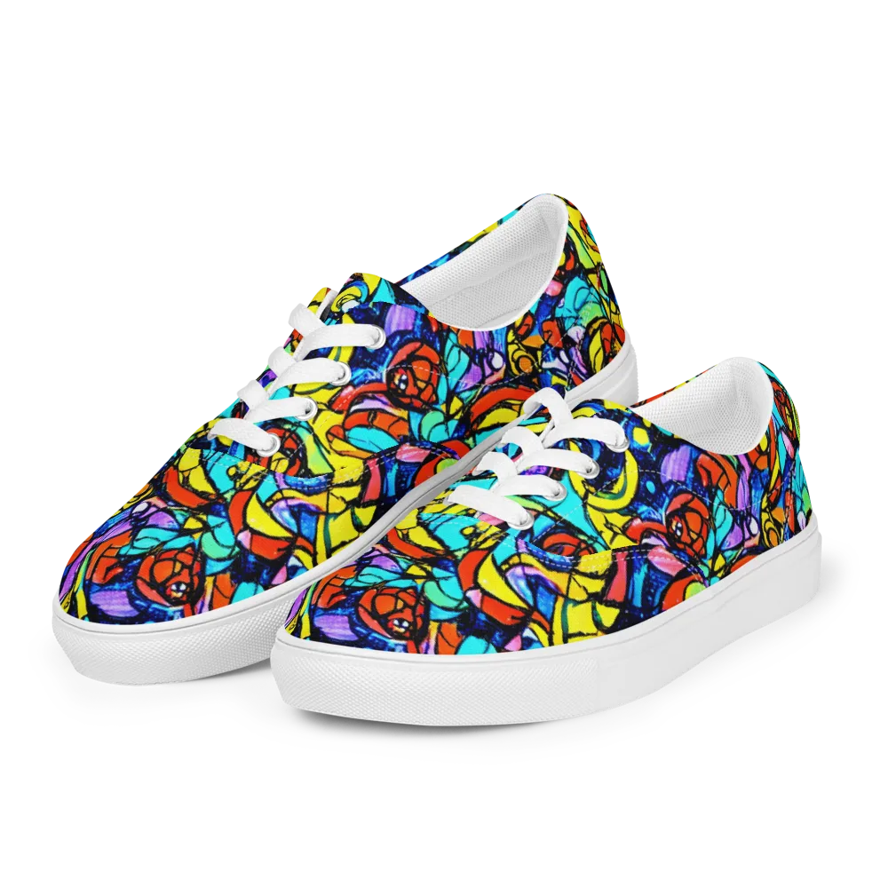 Stained Glass Fever on Men's Lace-Up Canvas Shoes — Left Front