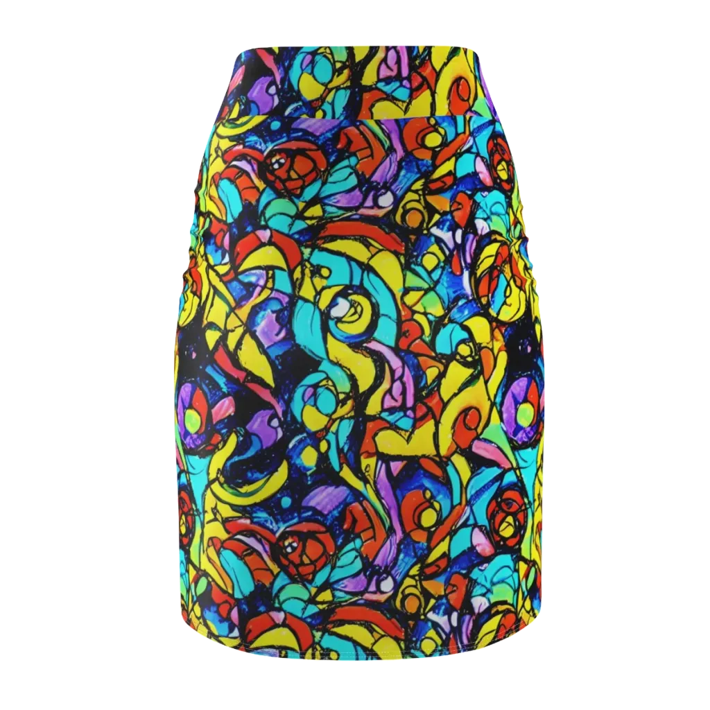 Stained Glass Fever on Pencil Skirt — Back