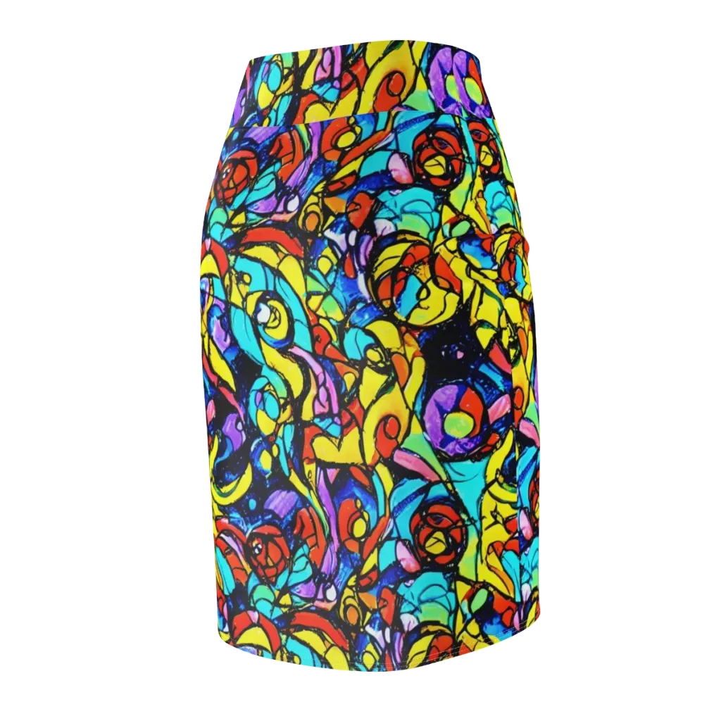 Stained Glass Fever on Pencil Skirt — Back Side
