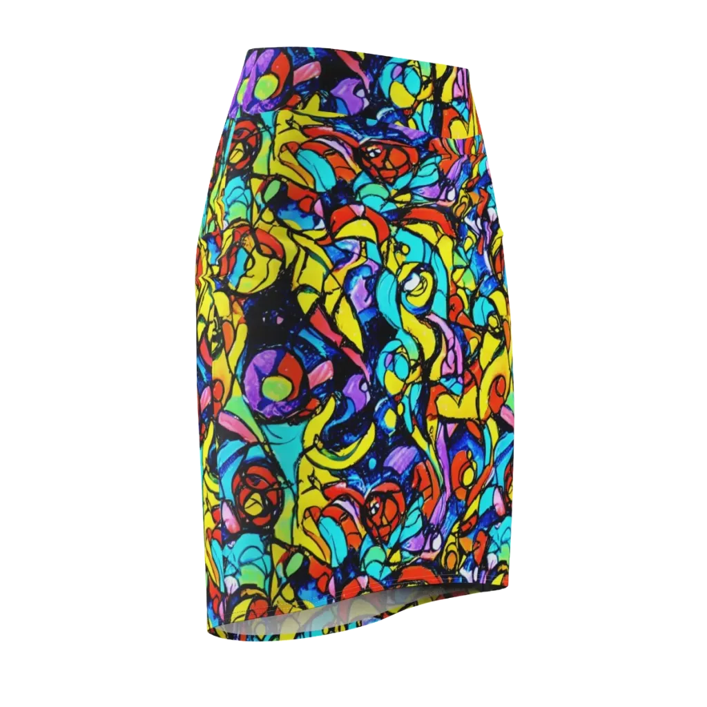 Stained Glass Fever on Pencil Skirt — Front Side