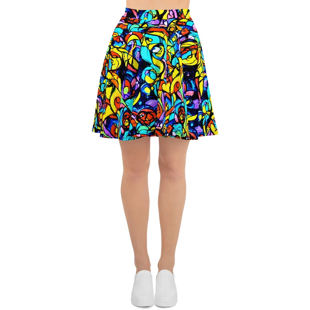 Stained Glass Fever on Skater Skirt — Front