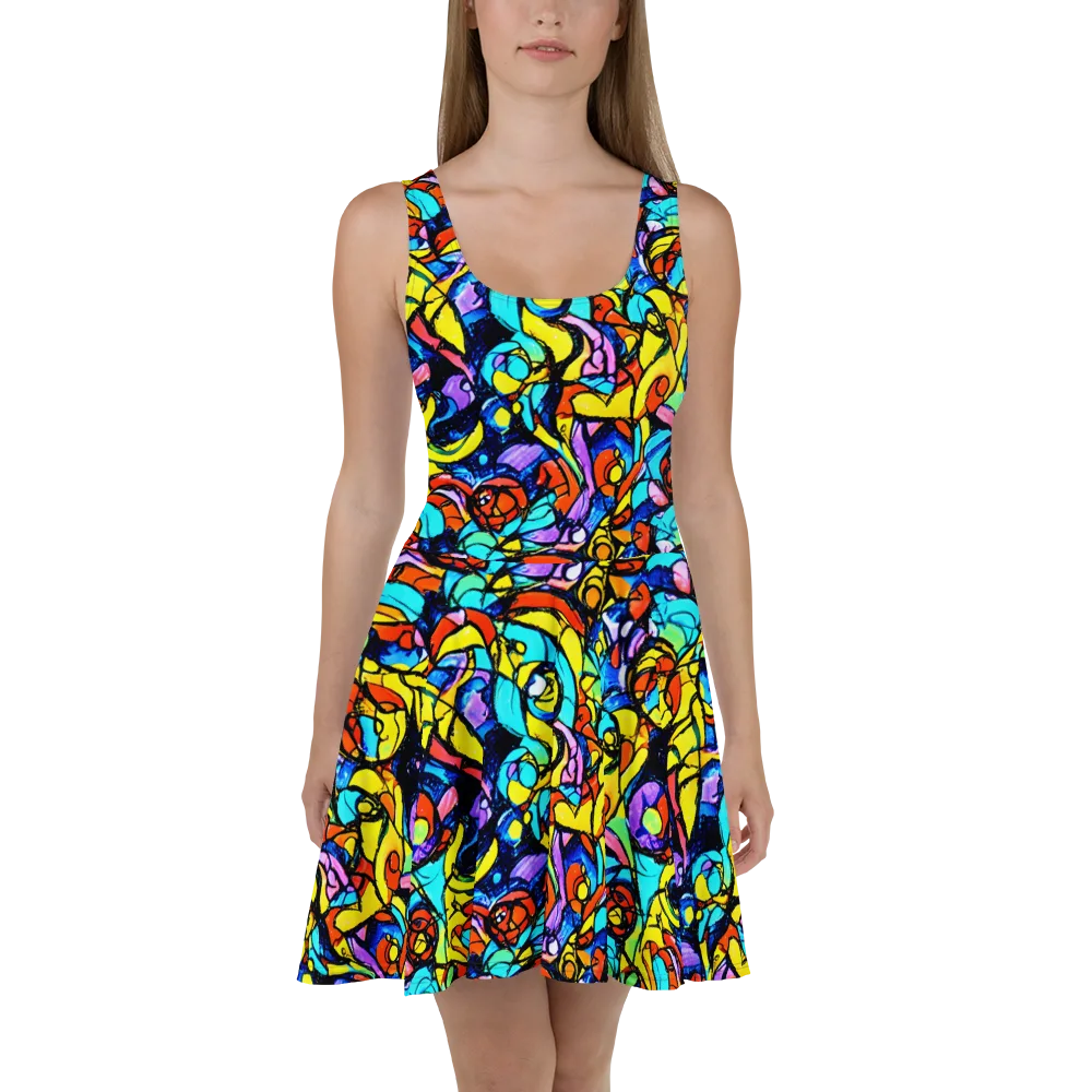 Stained Glass Fever on Skater Dress — Front