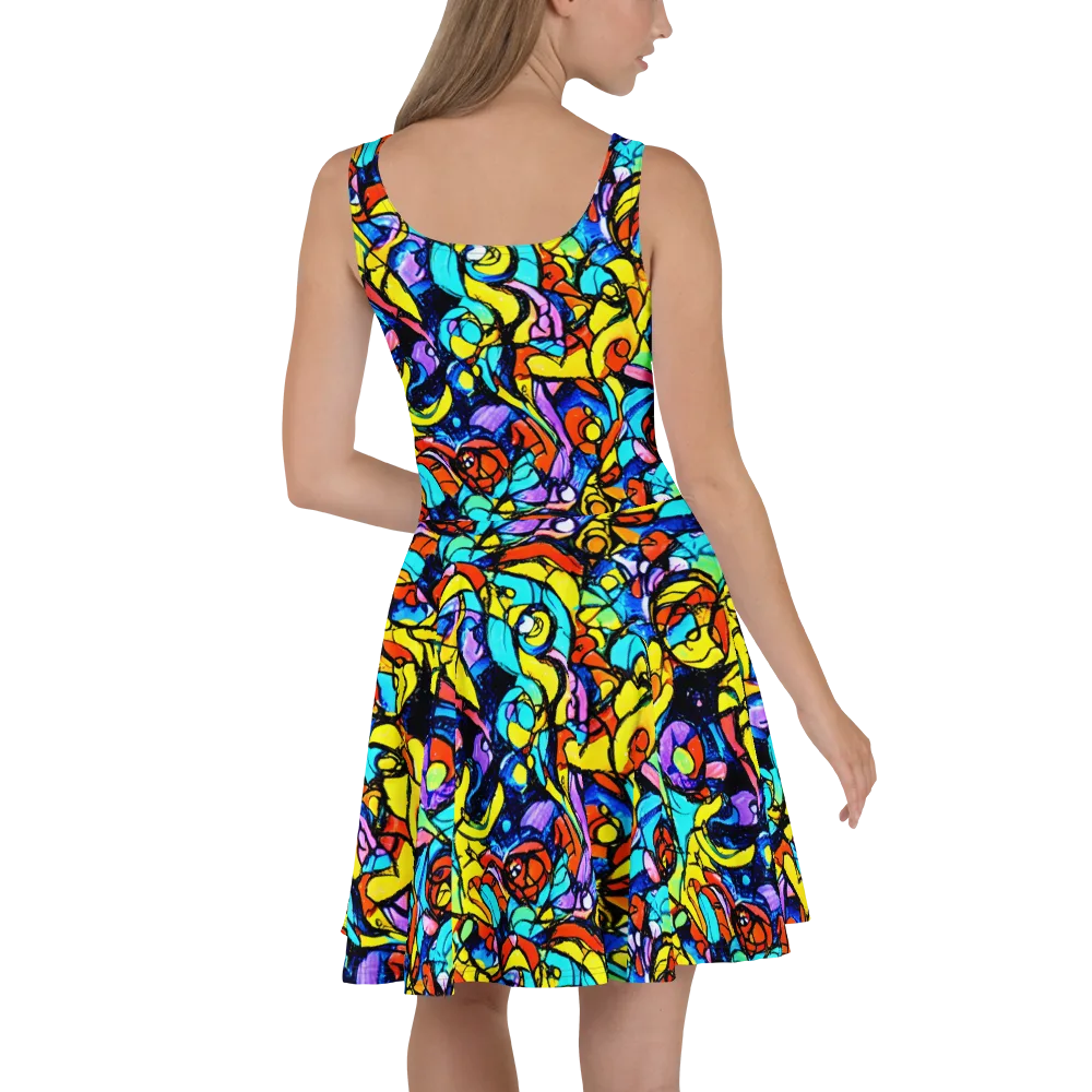 Stained Glass Fever on Skater Dress — Back