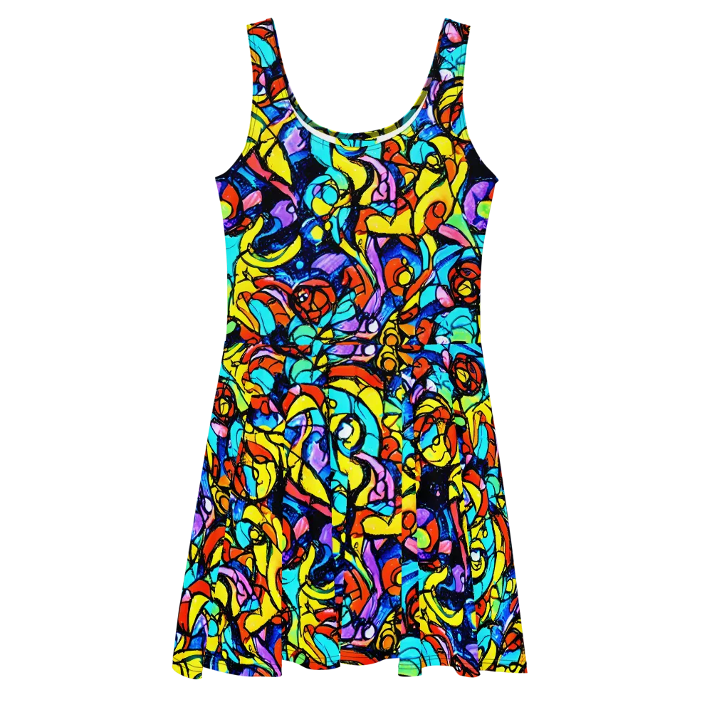 Stained Glass Fever on Skater Dress — Front