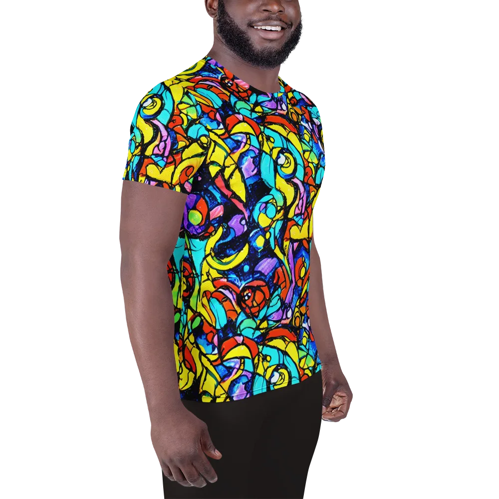 Stained Glass Fever on Men's Athletic T-Shirt — Right
