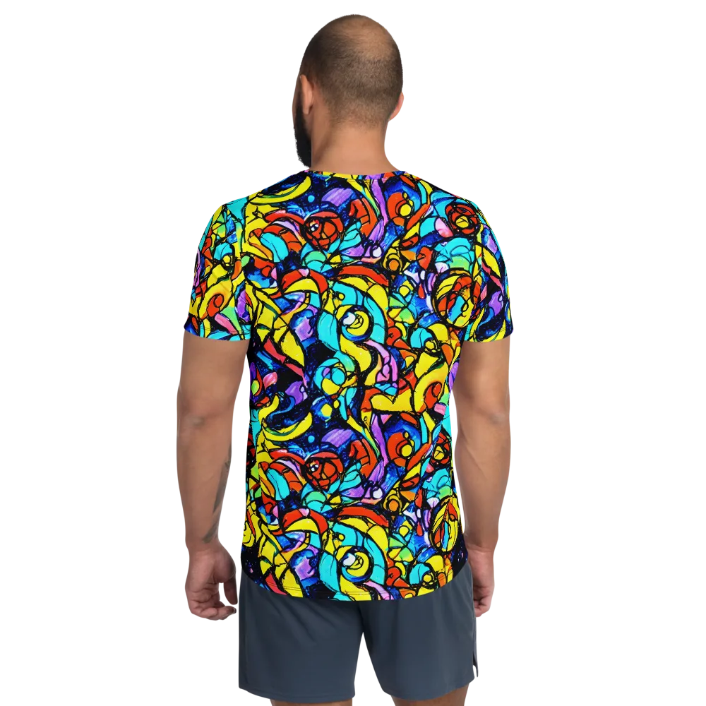 Stained Glass Fever on Men's Athletic T-Shirt — Back