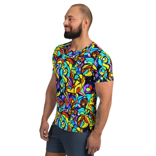 Stained Glass Fever on a Men's Athletic T-Shirt