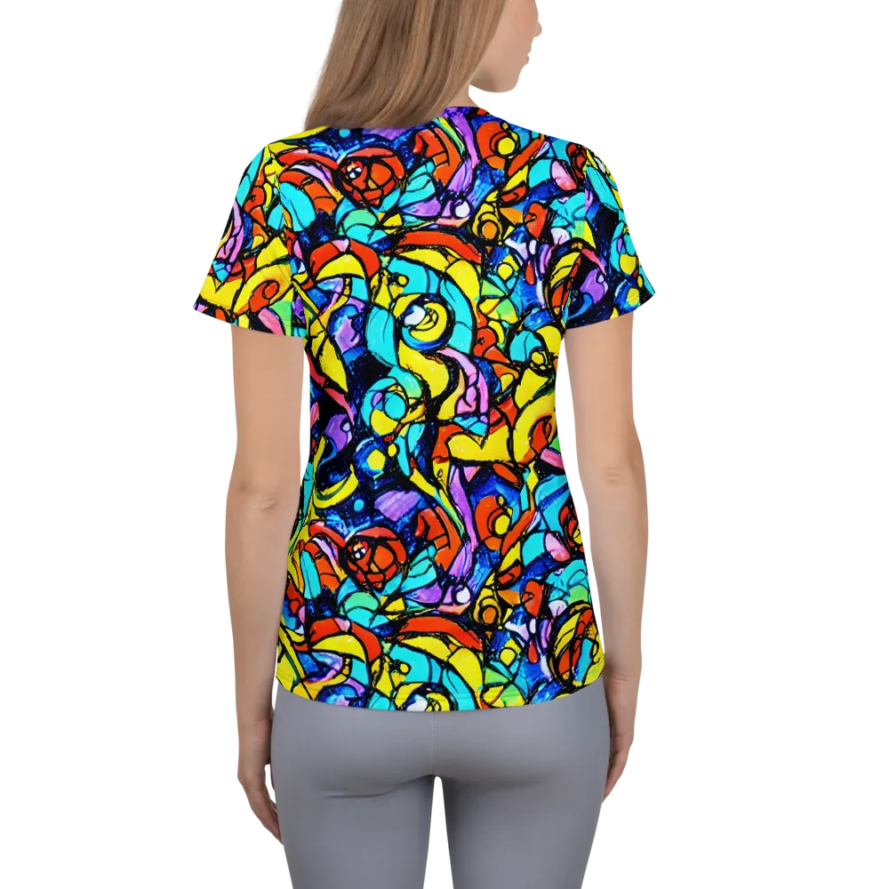 Stained Glass Fever on Women's Athletic T-Shirt — Back