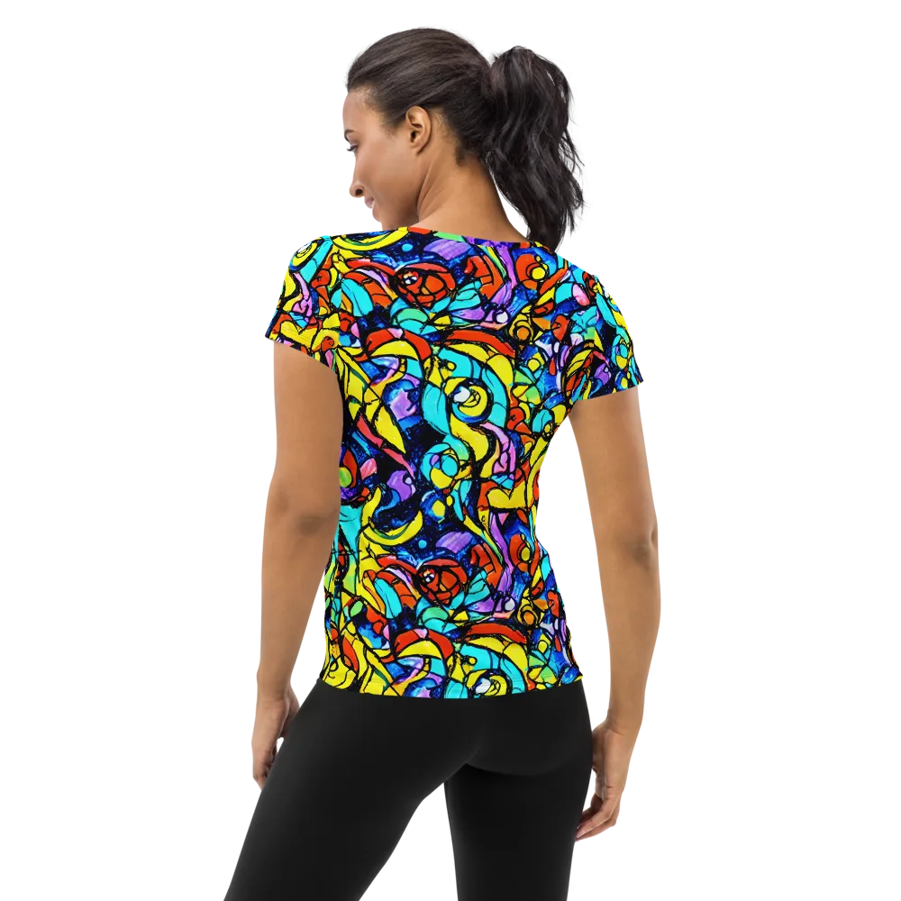 Stained Glass Fever on Women's Athletic T-Shirt — Back