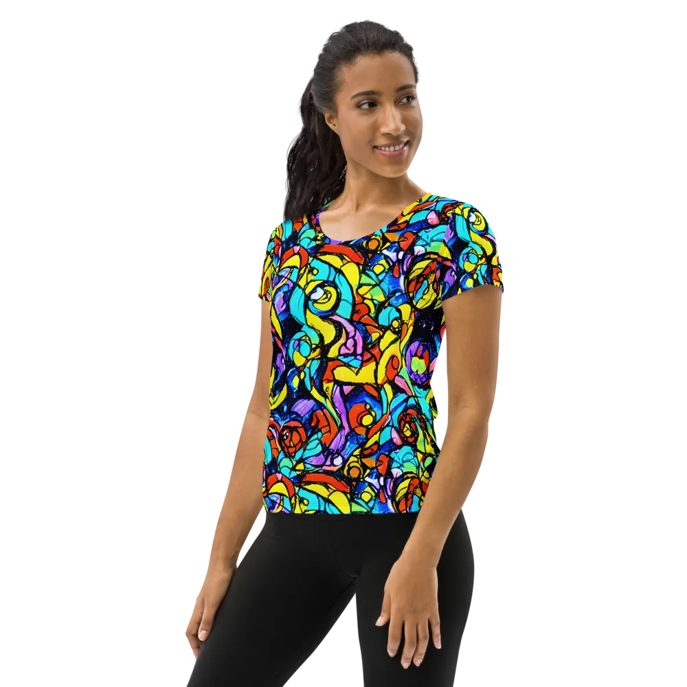 Stained Glass Fever on Women's Athletic T-Shirt — Left