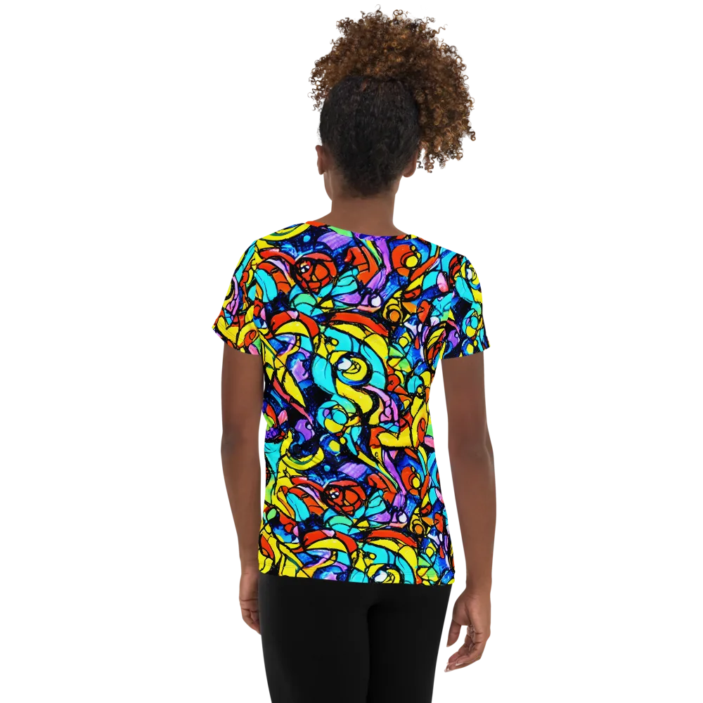 Stained Glass Fever on Women's Athletic T-Shirt — Back