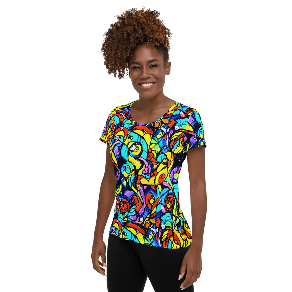 Stained Glass Fever on Women's Athletic T-Shirt — Left
