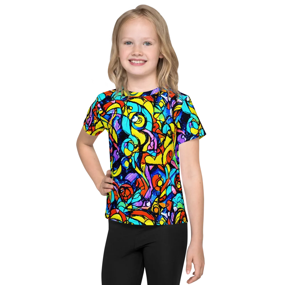 Stained Glass Fever on Kids Crew Neck T-Shirt — Front