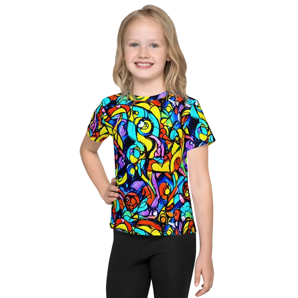Stained Glass Fever on Kids Crew Neck T-Shirt — Front