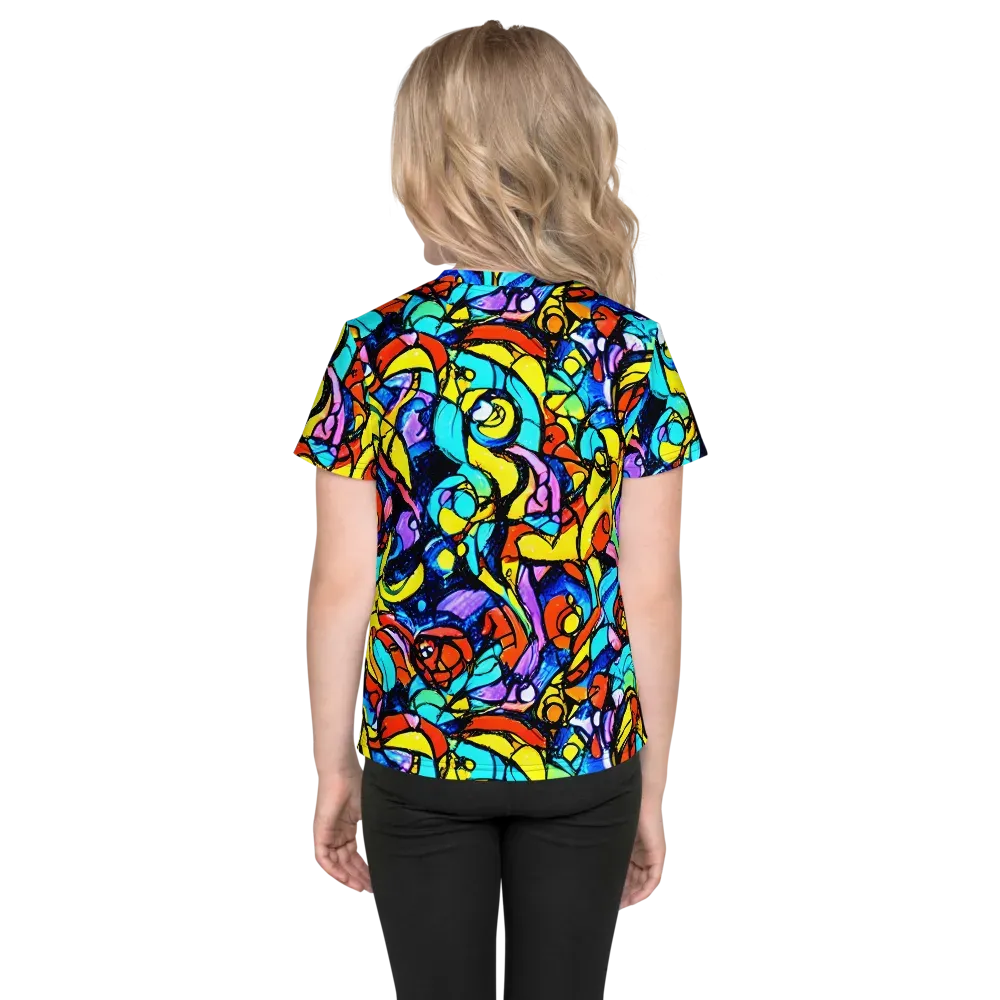 Stained Glass Fever on Kids Crew Neck T-Shirt — Back