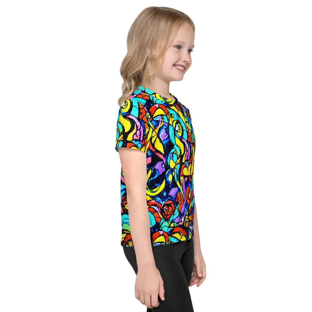 Stained Glass Fever on Kids Crew Neck T-Shirt — Right