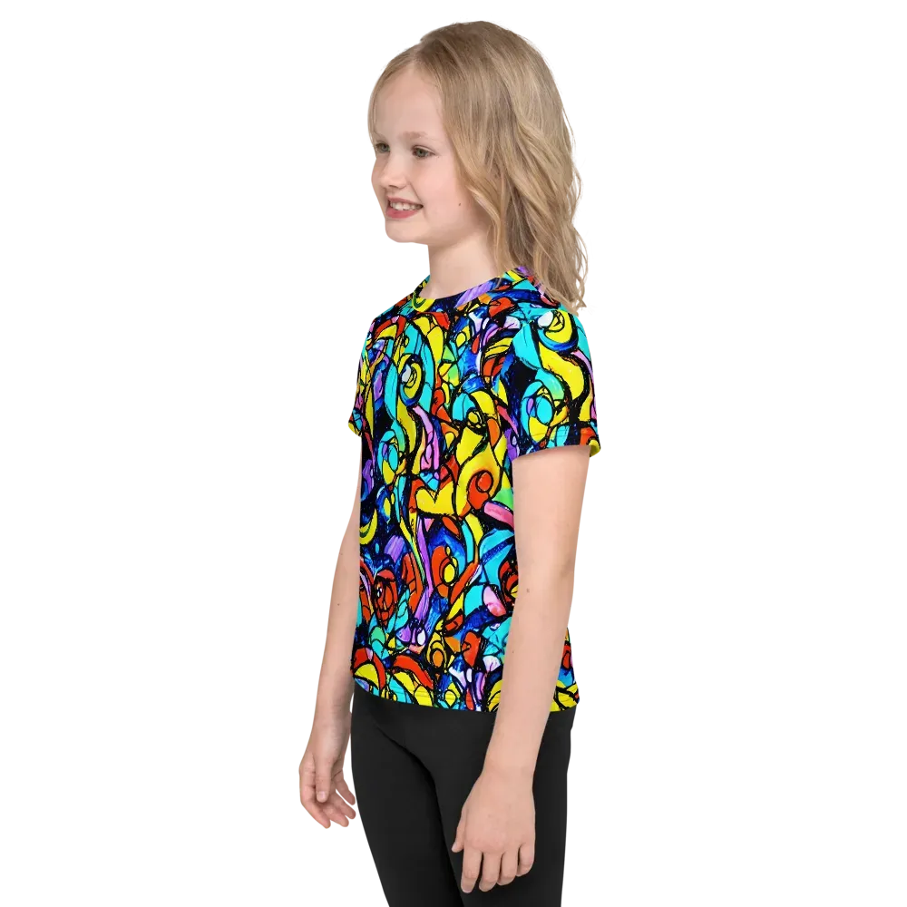 Stained Glass Fever on Kids Crew Neck T-Shirt — Left