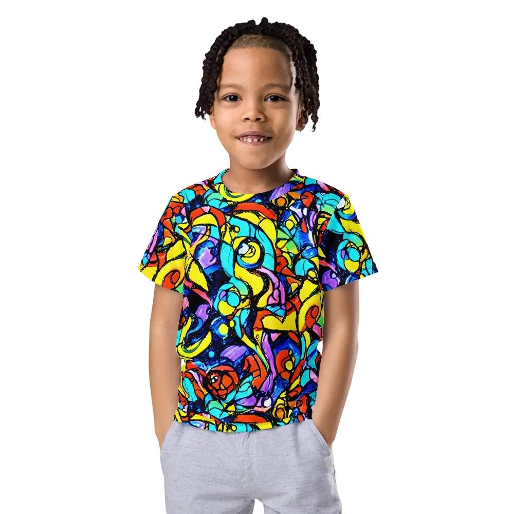 Stained Glass Fever on Kids Crew Neck T-Shirt — Front