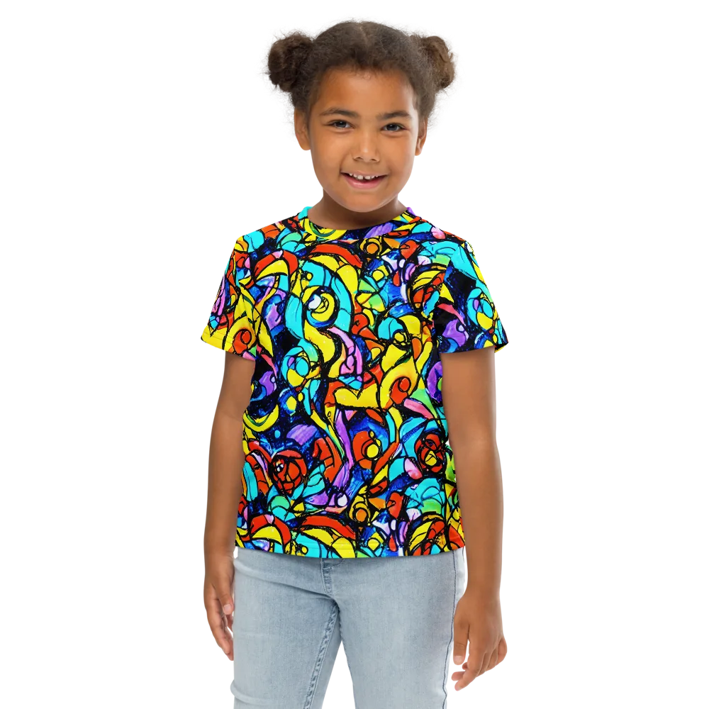 Stained Glass Fever on Kids Crew Neck T-Shirt — Front