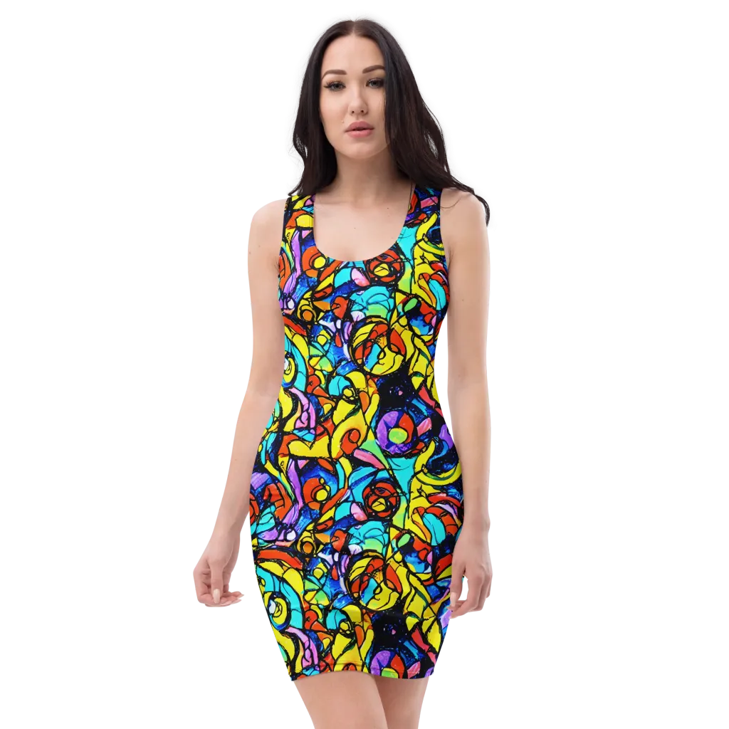 Stained Glass Fever on Bodycon Dress — Front