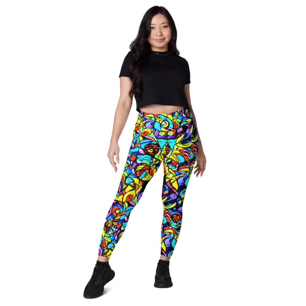 Stained Glass Fever on Leggings with Pockets — Front