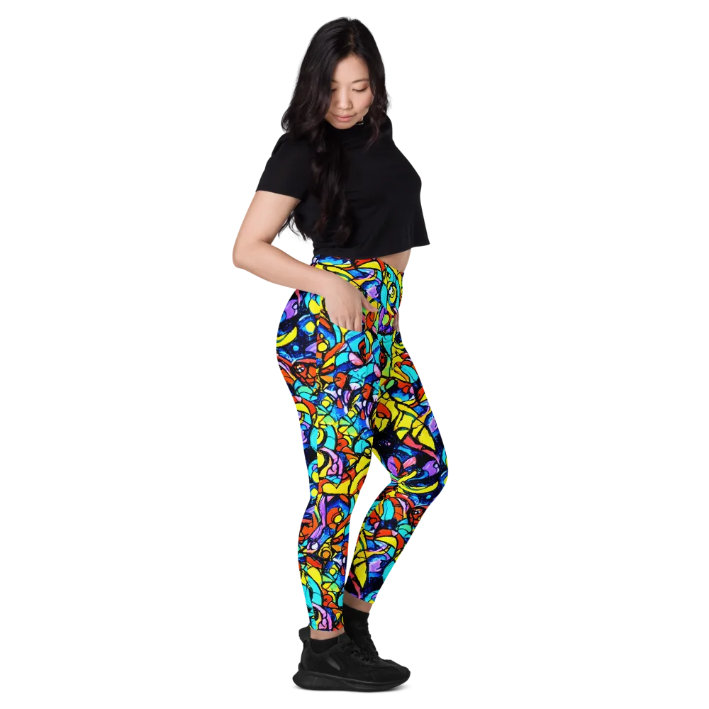 Stained Glass Fever on Leggings with Pockets — Right