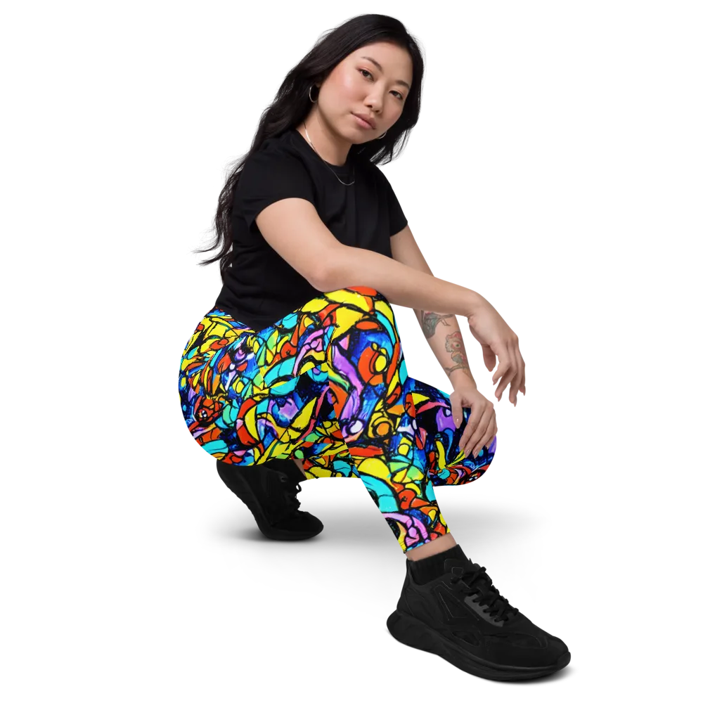 Stained Glass Fever on Leggings with Pockets — Right Front