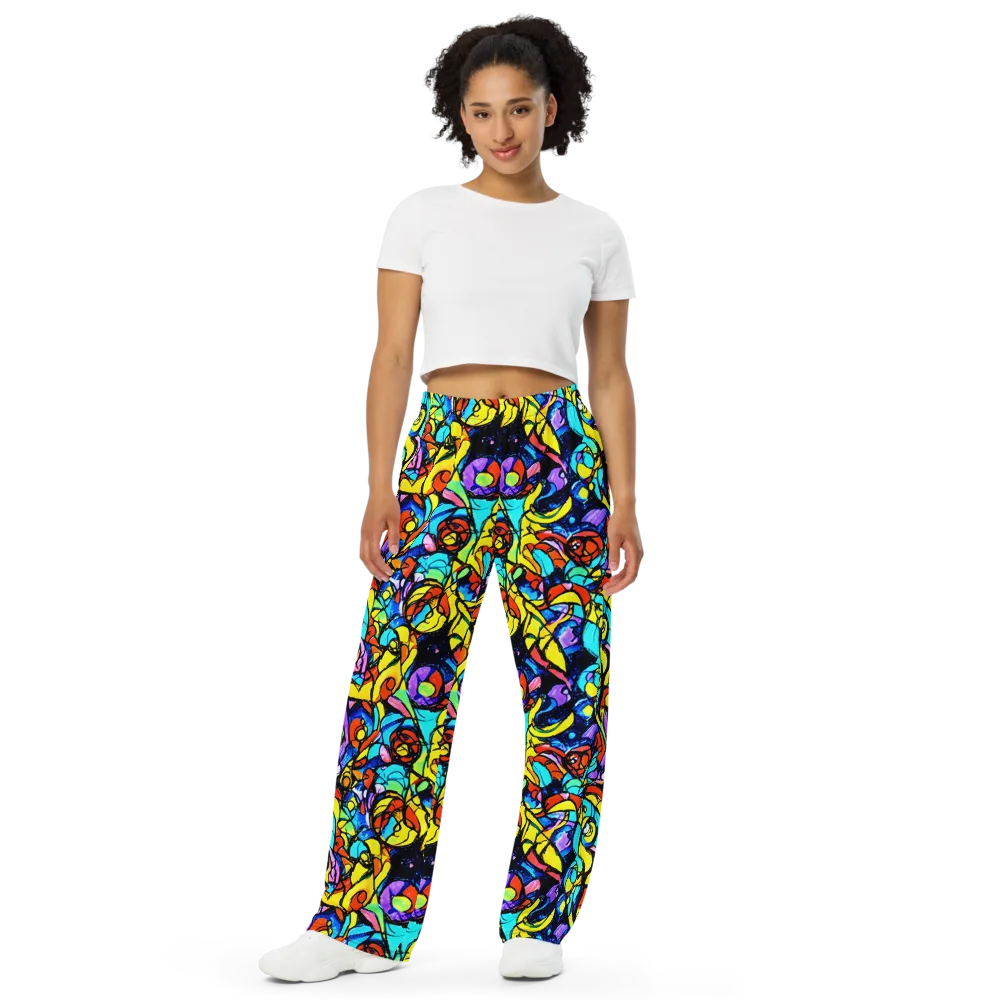 Stained Glass Fever on Wide-Leg Pants — Front