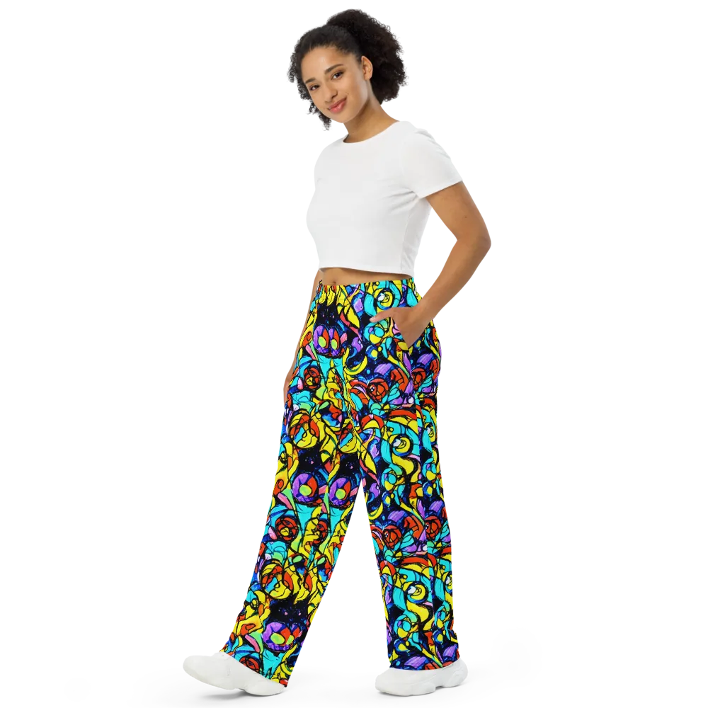 Stained Glass Fever on Wide-Leg Pants — Left Front