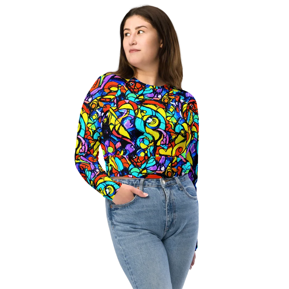 Stained Glass Fever on Long Sleeve Crop Top — Front