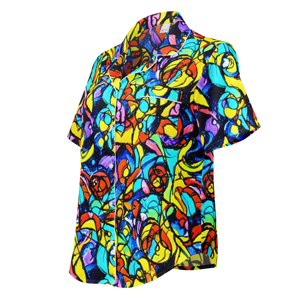Stained Glass Fever on Women's Short Sleeve Pajama Top — Left Front