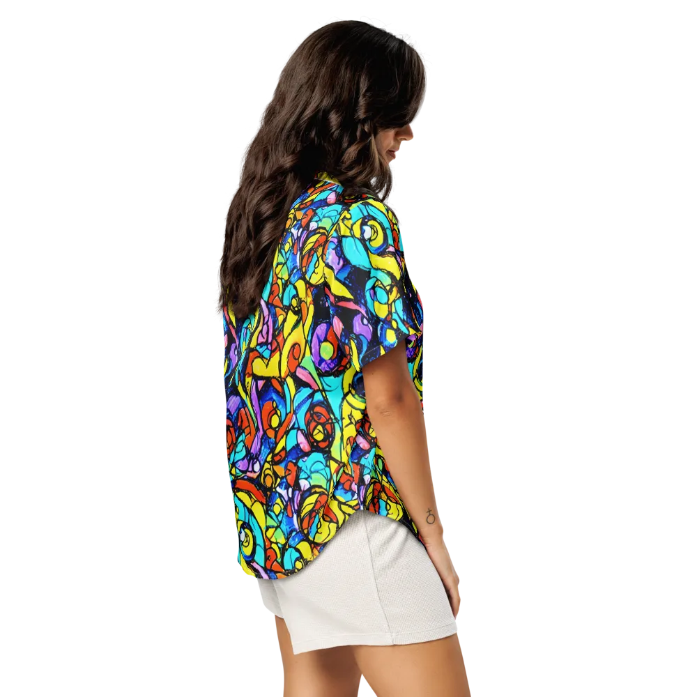 Stained Glass Fever on Women's Short Sleeve Pajama Top — Right Back