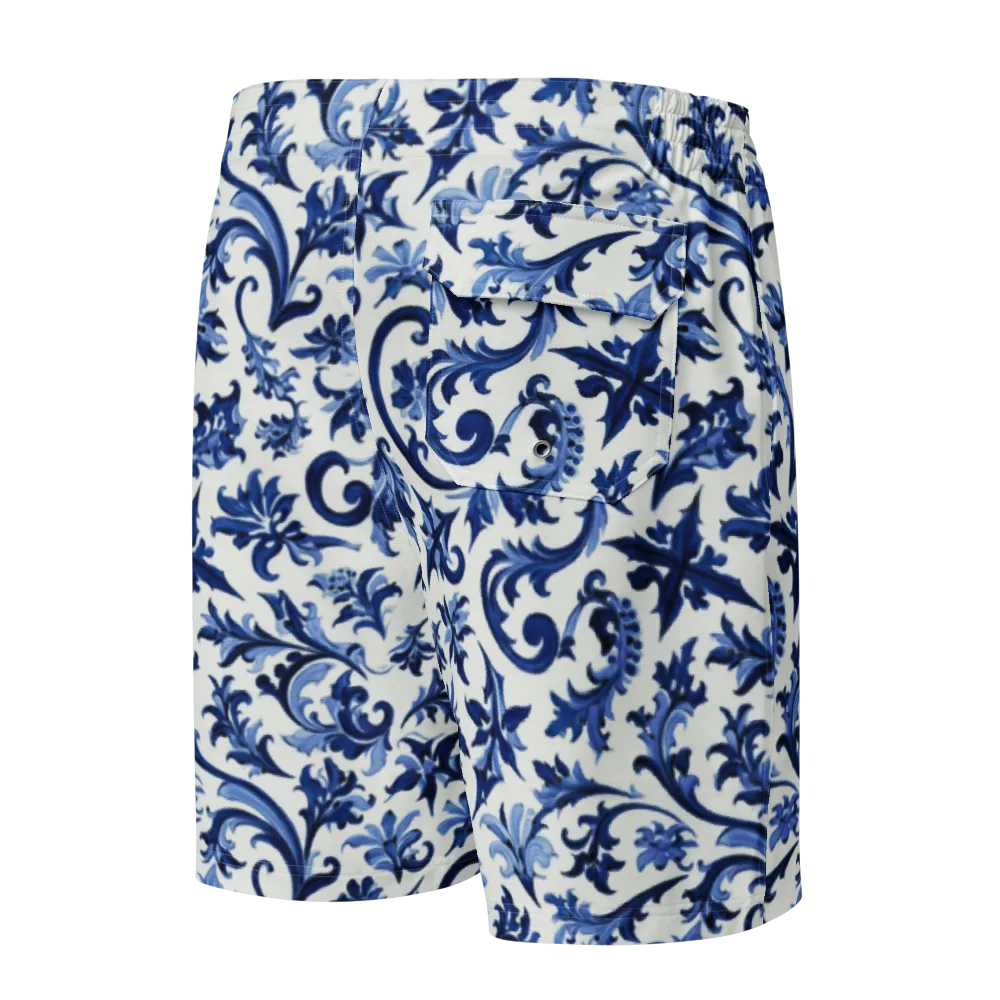Indigo Filigree on Men's Board Shorts — Back
