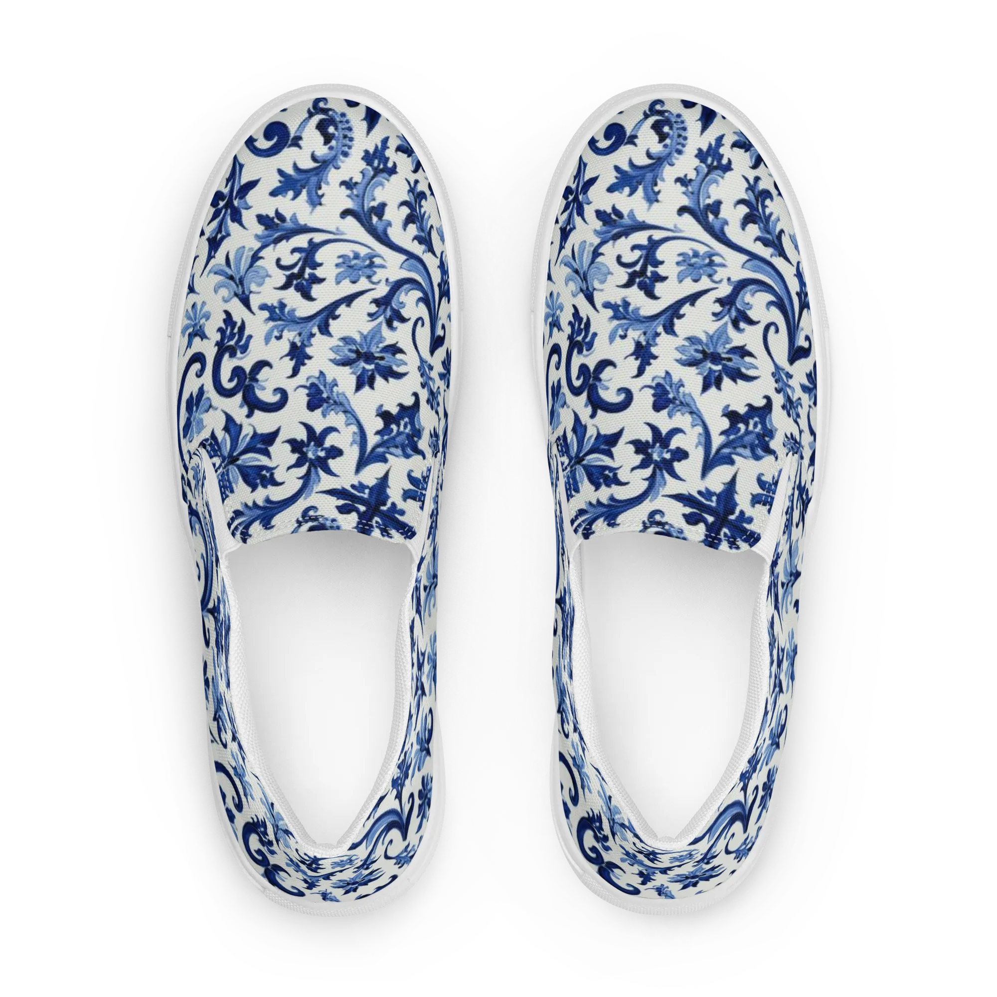 Indigo Filigree on Women's Slip-On Canvas Shoes — Front