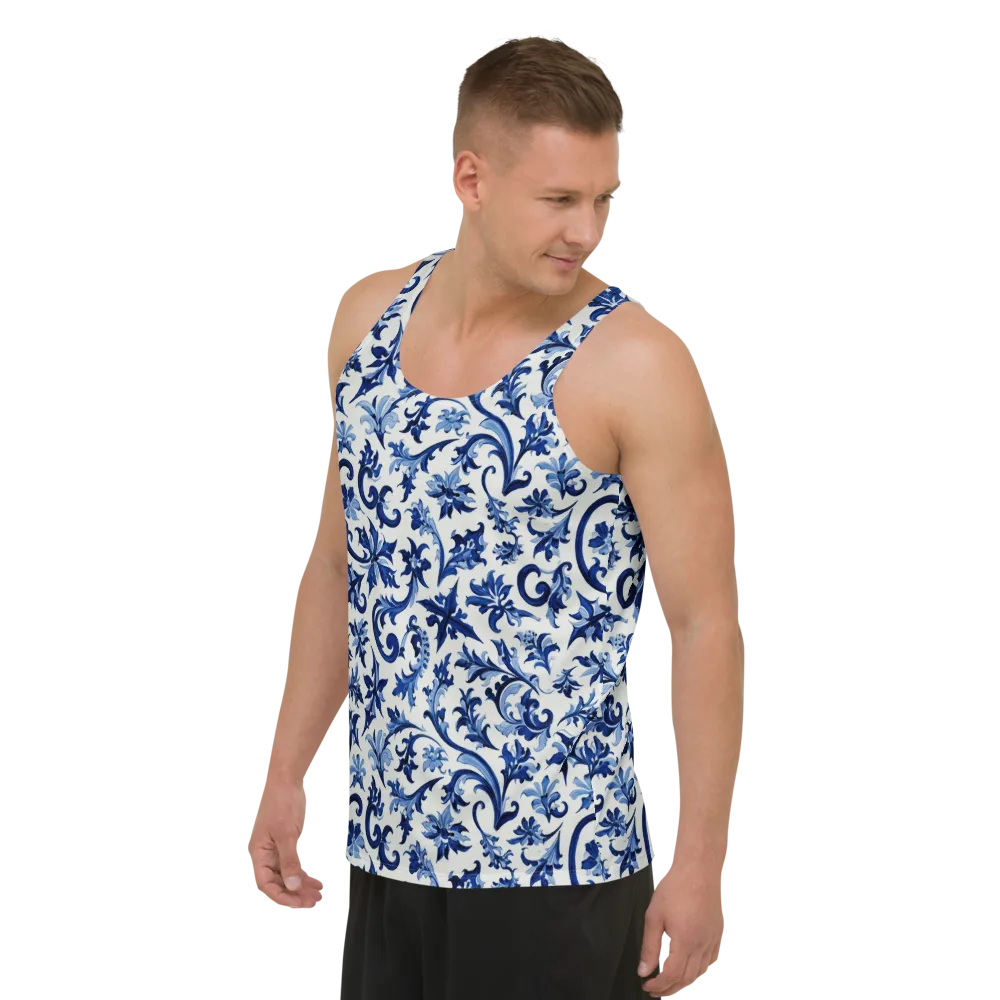 Indigo Filigree on Men's Tank Top — Left Front