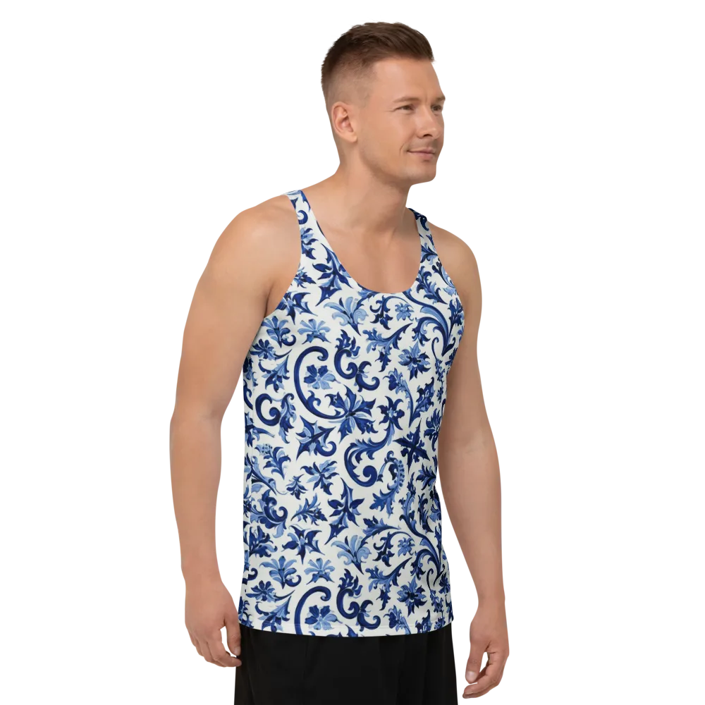 Indigo Filigree on Men's Tank Top — Right Front