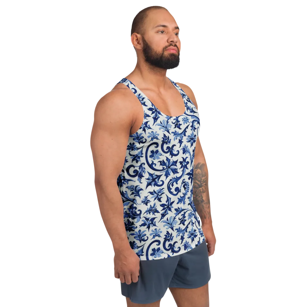 Indigo Filigree on Men's Tank Top — Right Front