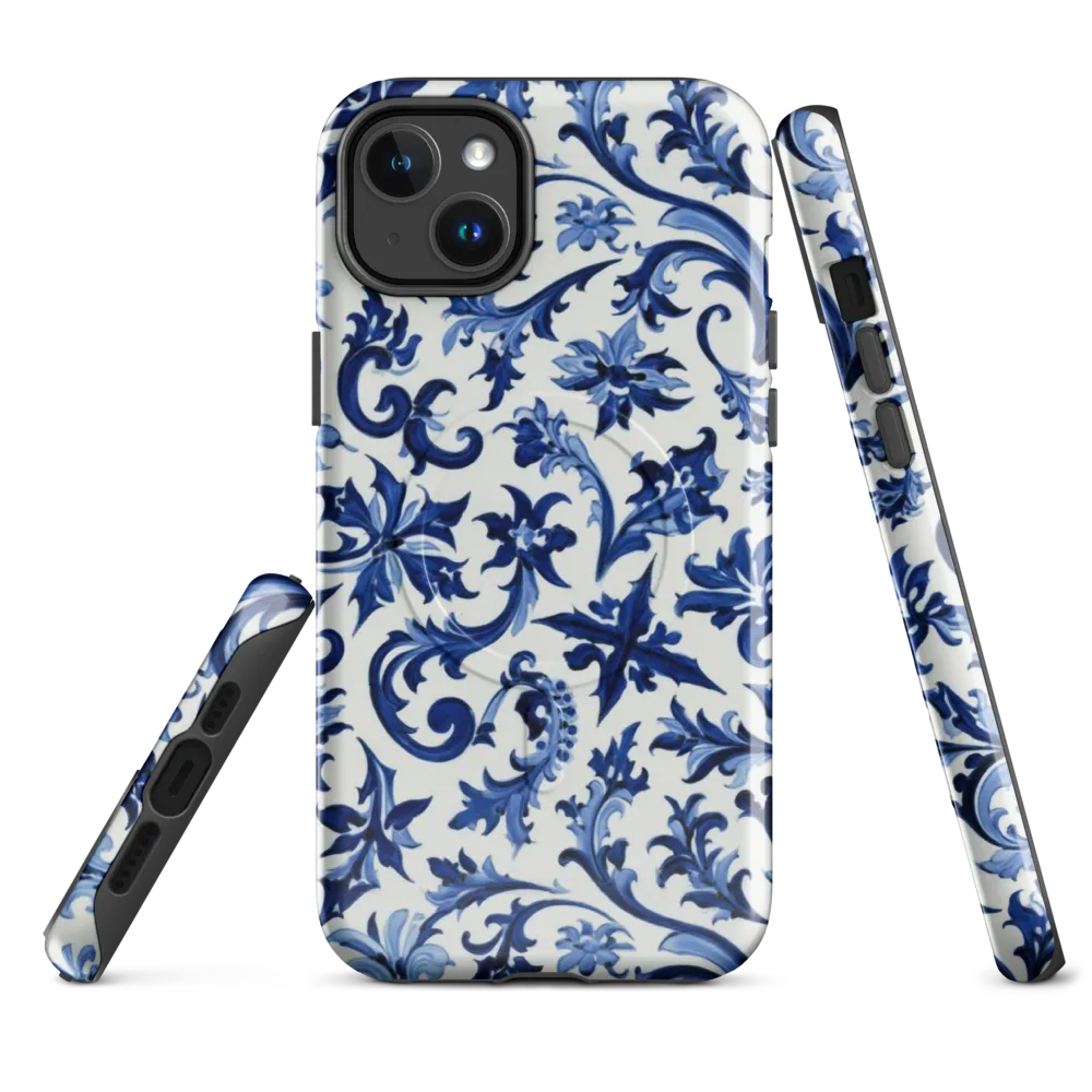 Indigo Filigree on MagSafe Tough Case for iPhone® — Front
