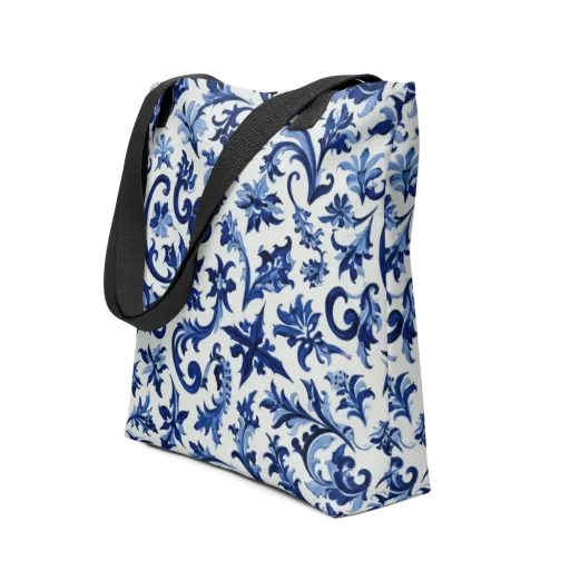 Indigo Filigree on a Tote Bag
