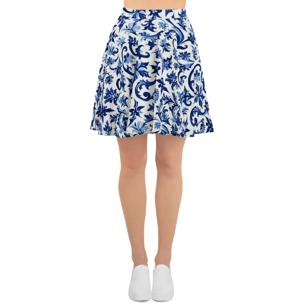 Indigo Filigree on Skater Skirt — Front