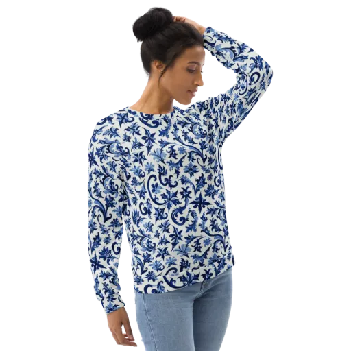 Indigo Filigree on a Sweatshirt